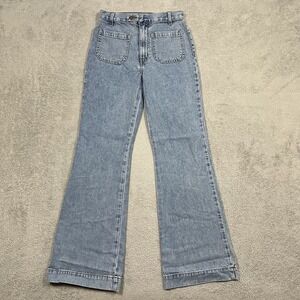 Xirena Jeans Womens 24 Flare Blue Denim Stretch Patch Pockets